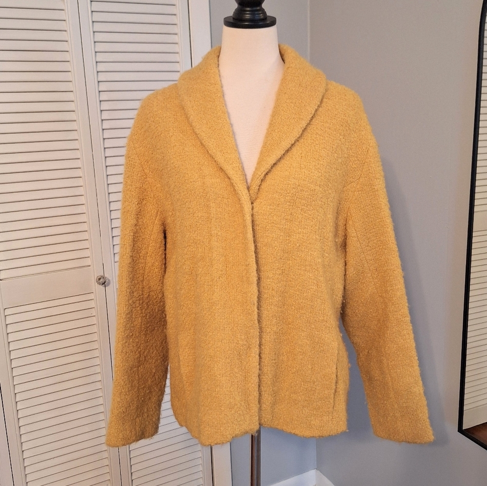 Eileen Fisher Mustard Wool Blend Blazer Jacket XL